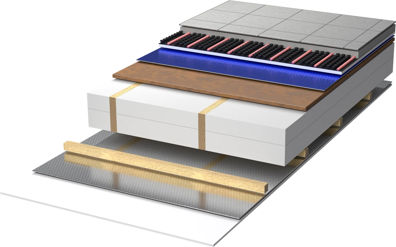 Technical drawing: insulating the intermediate floor between storeys