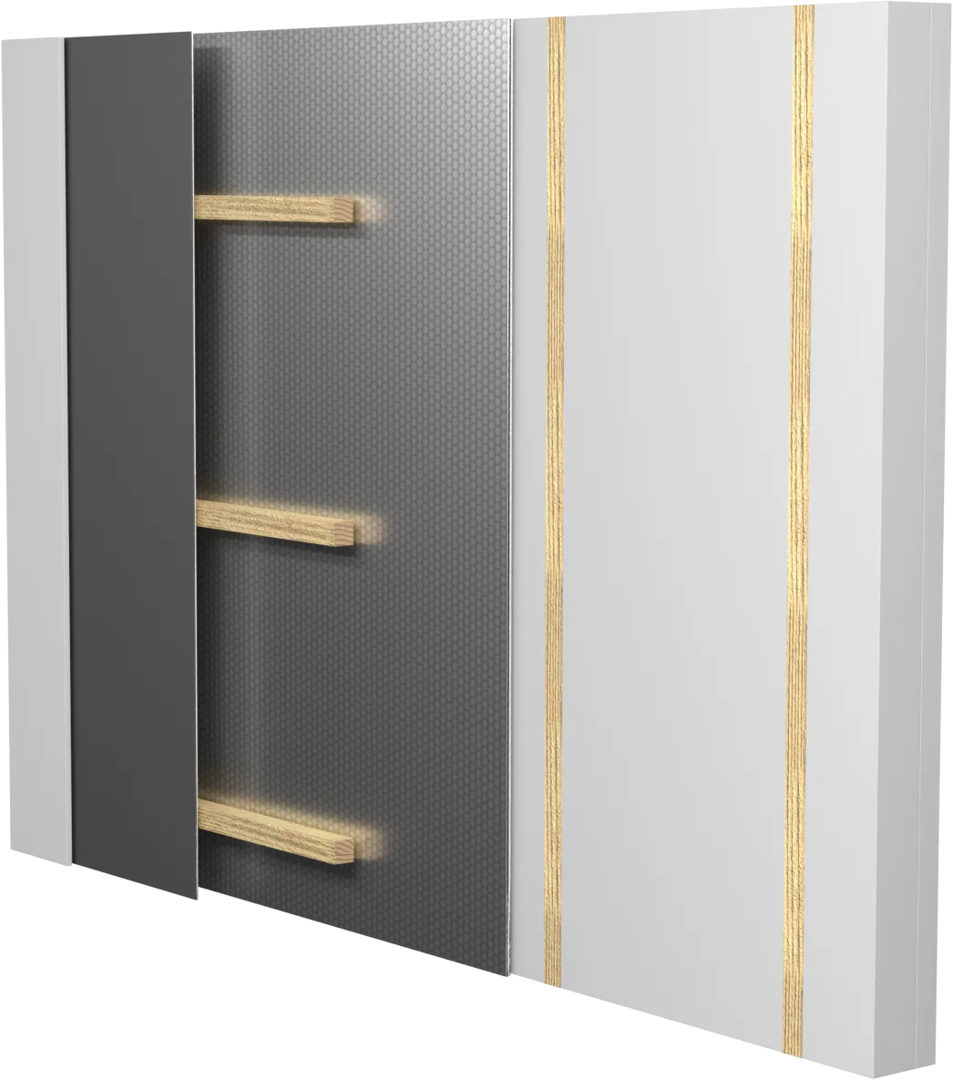 Rendering 3D: la parete dall'interno, senza OSB