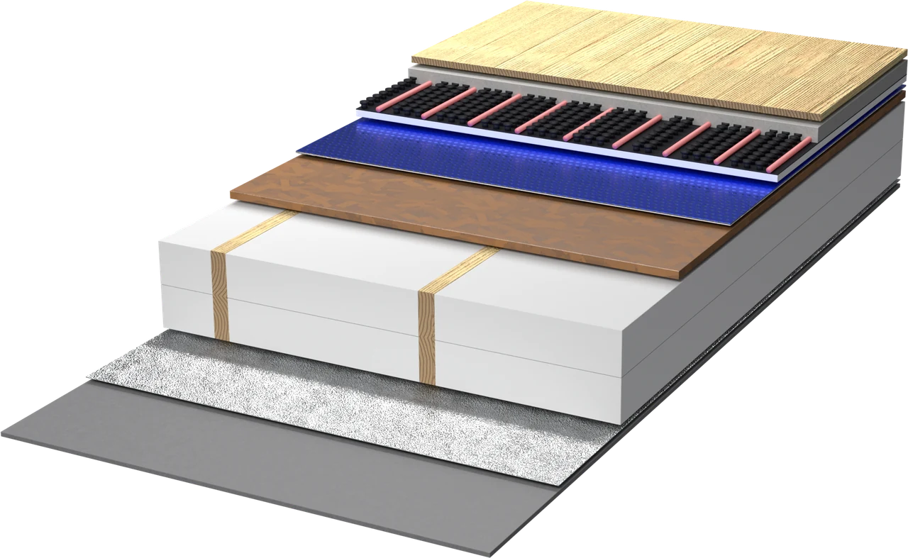 Technical drawing: insulating the floor over a crawl space