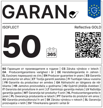 GARAN warranty label Reflectiva Gold