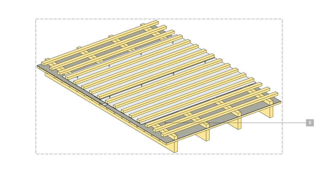 Installation drawing, step 8: the horizontal battens