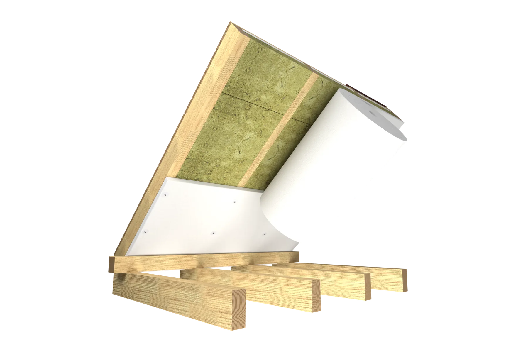 Rendering of the application: Wolle P800 beneath the rafters